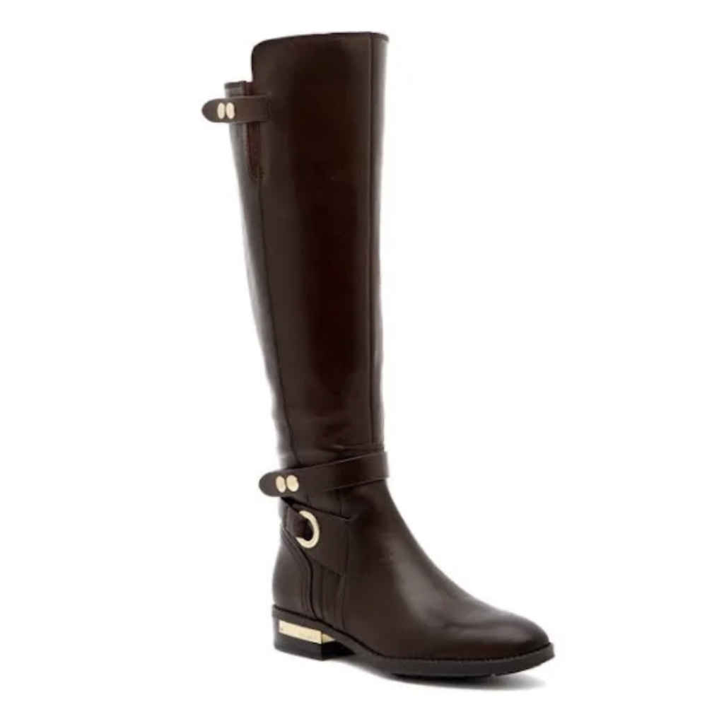 Vince Camuto Brown Leather Riding Boots, 7.5